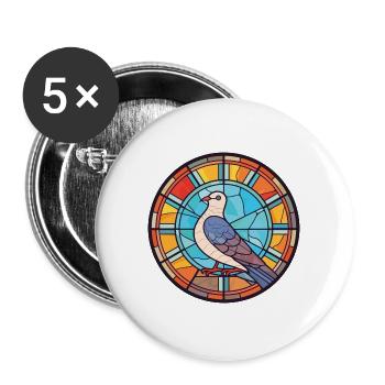 Taube buntes Aquarell Tier Haustier Illustration - Buttons groß 56 mm (5er Pack) - Weiß - Vorne