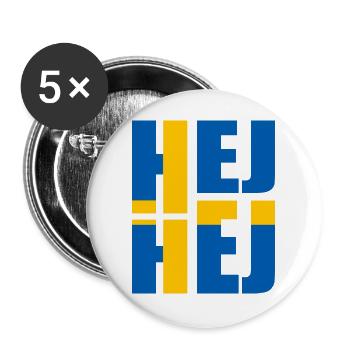 SCHWEDISCH HEJ HEJ SCHWEDEN - Buttons groß 56 mm (5er Pack) - Weiß - Vorne