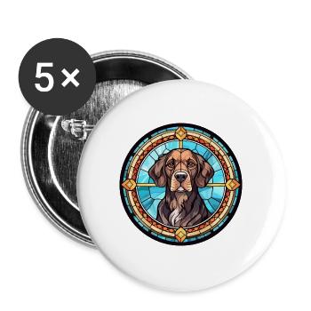 Portugiesischer Wachhund Rasse Buntglas Colorf - Buttons groß 56 mm (5er Pack) - Weiß - Vorne
