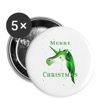 Merry Christmas - Buttons groß 56 mm (5er Pack) - Weiß - Vorne