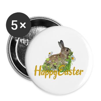 Happy Easter rabbit - Buttons groß 56 mm (5er Pack) - Weiß - Vorne