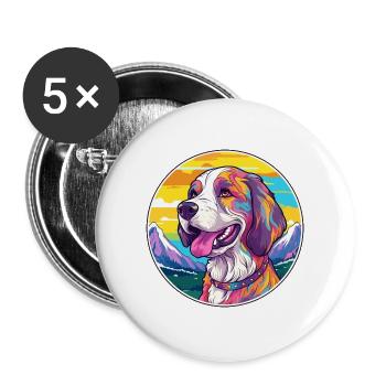 Armenische Gampr Hunderasse Karikatur Kawaii Aquarell - Buttons groß 56 mm (5er Pack) - Weiß - Vorne
