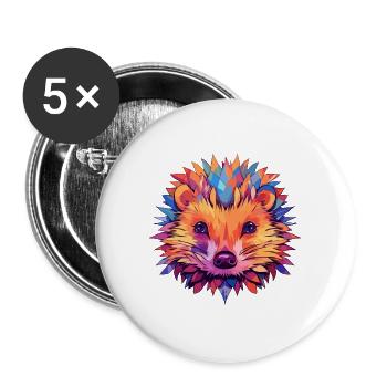 Igel Buntes Aquarell Cartoon Kawaii Tier - Buttons groß 56 mm (5er Pack) - Weiß - Vorne