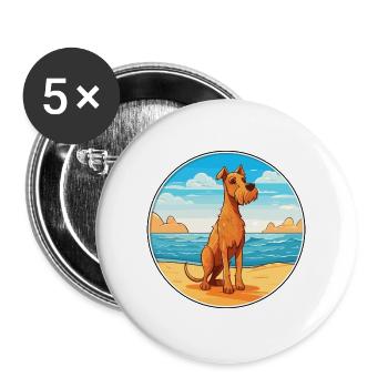 Irish Terrier Hund Rasse Cartoon Kawaii Clipart Hund - Buttons groß 56 mm (5er Pack) - Weiß - Vorne