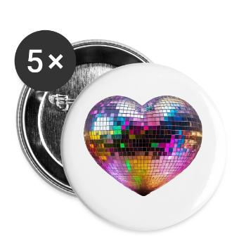 Club Disco Herz - Buttons groß 56 mm (5er Pack) - Weiß - Vorne
