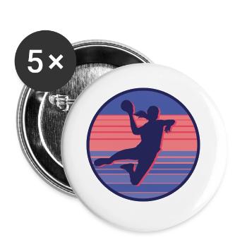 Handball Spieler Handballerin Handballspielerin - Buttons groß 56 mm (5er Pack) - Weiß - Vorne
