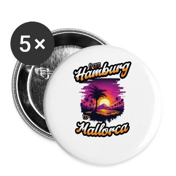 From Hamburg to Mallorca - Orange Text Edition - Buttons groß 56 mm (5er Pack) - Weiß - Vorne