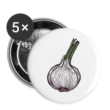 Knoblauch Knolle - Buttons groß 56 mm (5er Pack) - Weiß - Vorne