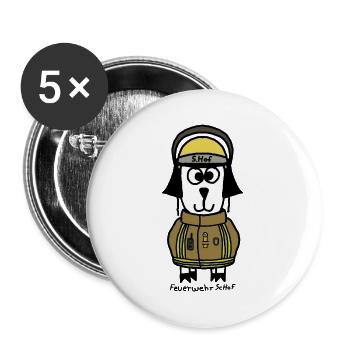Feuerwehr ScHoF - Buttons groß 56 mm (5er Pack) - Weiß - Vorne