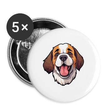 Bernhardiner Hunderasse Aquarell Karikatur Kawaii Cli - Buttons groß 56 mm (5er Pack) - Weiß - Vorne