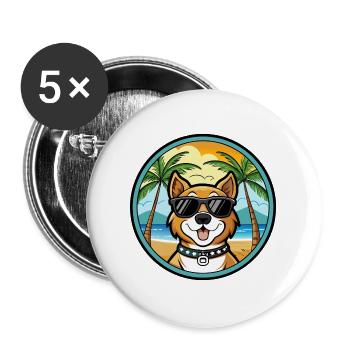 Cao De Castro Laboreiro Hunderasse Cartoon Strand - Buttons groß 56 mm (5er Pack) - Weiß - Vorne
