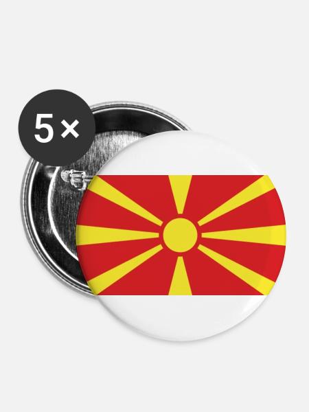 Mazedonien - Buttons groß 56 mm (5er Pack) - Weiß