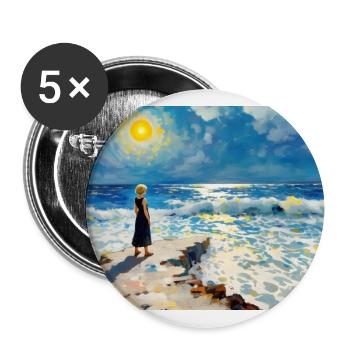 Sonnenpfad am Meeresrand - Buttons groß 56 mm (5er Pack) - Weiß - Vorne