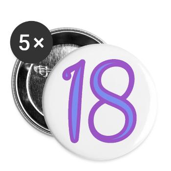 18. 18 JAHRE ALT. 18-JÄHRIGES JUBILÄUM. GEBURTSTAG 18 JAHRE. - Buttons groß 56 mm (5er Pack) - Weiß - Vorne