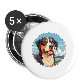 Große Schweizer Sennenhundrasse Cartoon Kawaii Wa - Buttons groß 56 mm (5er Pack) - Weiß - Vorne