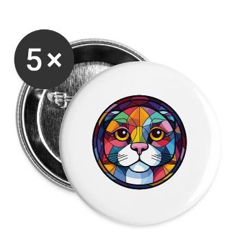 Scottish Fold Kurzhaar Katze buntes Aquarell - Buttons groß 56 mm (5er Pack) - Weiß - Vorne