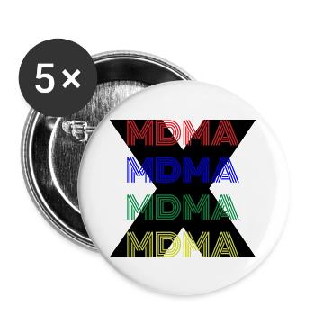 MDMA XTC Extasy - Buttons groß 56 mm (5er Pack) - Weiß - Vorne