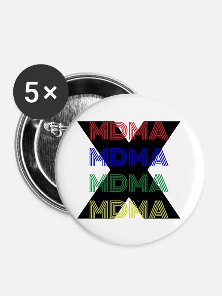 MDMA XTC Extasy - Buttons groß 56 mm (5er Pack) - Weiß