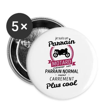 Ich bin ein Radfahrer Pate - Buttons groß 56 mm (5er Pack) - Weiß - Vorne