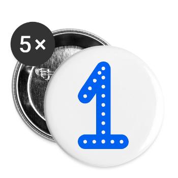 1. 1 JAHR. 1. JAHRESTAG. 1 JAHR GEBURTSTAG - Buttons groß 56 mm (5er Pack) - Weiß - Vorne