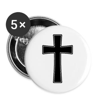Cross religion Christian - Buttons large 2.2''/56 mm (5-pack) - white - Front