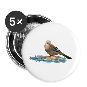 Eichelhäher - Buttons groß 56 mm (5er Pack) - Weiß - Vorne