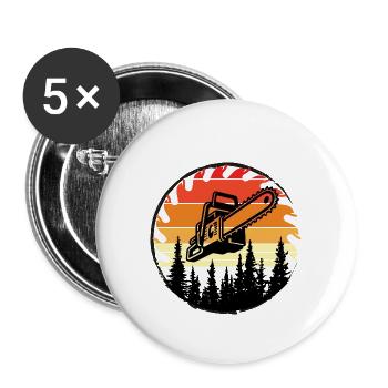 Retro Forest Chainsaw Sunset - Buttons large 2.2''/56 mm (5-pack) - white - Front