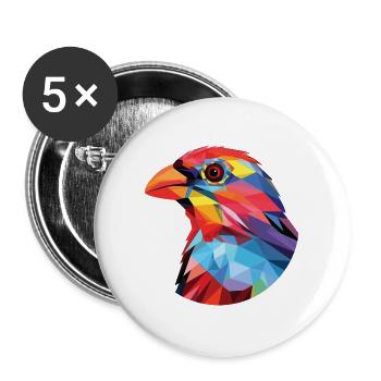 Finch Buntes Aquarell Tier Haustier Illustration - Buttons groß 56 mm (5er Pack) - Weiß - Vorne