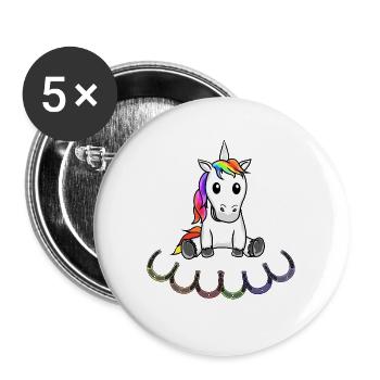 Einhorn Einhörner Kinder Kind - Buttons groß 56 mm (5er Pack) - Weiß - Vorne