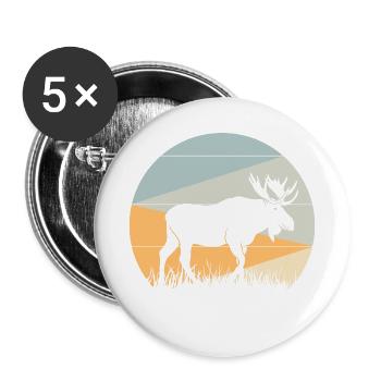 Elch - Buttons groß 56 mm (5er Pack) - Weiß - Vorne