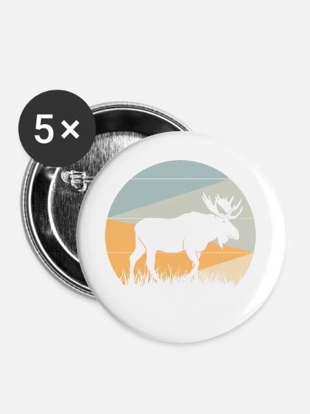 Elch - Buttons groß 56 mm (5er Pack) - Weiß