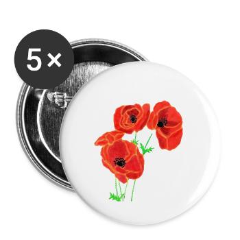 Mohnblumen - Buttons groß 56 mm (5er Pack) - Weiß - Vorne