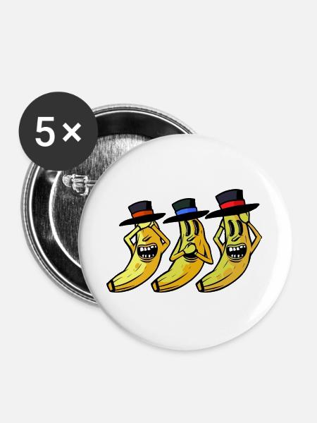 Banane lustig witzig spaßig Bananen Obst Frucht - Buttons/Badges stor, 56 mm (5-pack) - hvid