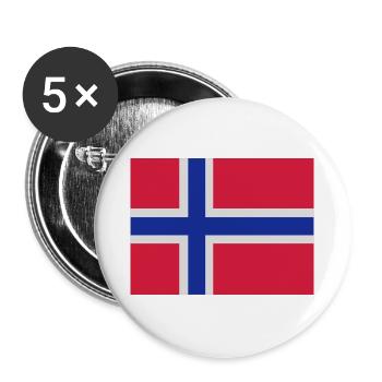 Norwegische Flagge - Buttons groß 56 mm (5er Pack) - Weiß - Vorne