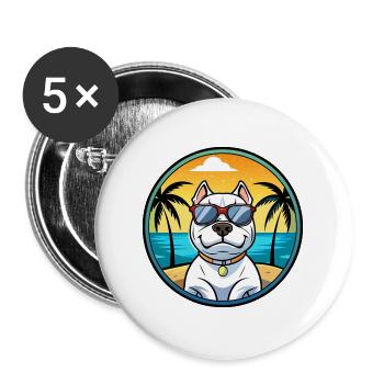 Dogue Argentino Chien Race Dessin Animé Lunettes De Soleil Plage - Lot de 5 grands badges (56 mm) - blanc - Devant