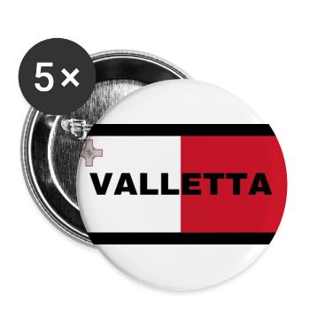 Valletta City in Malta Flagge - Buttons groß 56 mm (5er Pack) - Weiß - Vorne