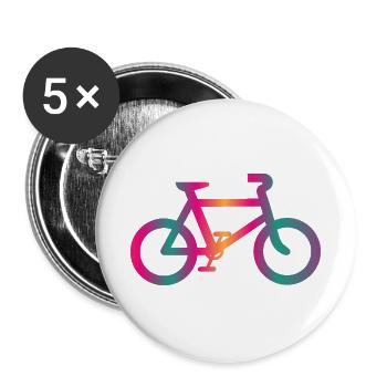 FAHRRAD. RADFAHREN. ÖKOLOGIE. UMWELT. - Buttons groß 56 mm (5er Pack) - Weiß - Vorne
