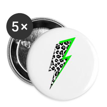Blitz Leoparden Muster mit Neon Schatten - Buttons groß 56 mm (5er Pack) - Weiß - Vorne