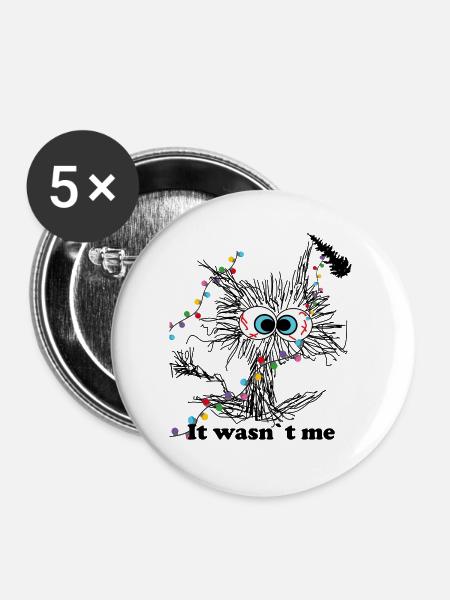 Lustige Augen und Weihnachtslichter Design - Buttons groß 56 mm (5er Pack) - Weiß