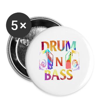 Elektrisierender Drum n Bass Rave - Buttons groß 56 mm (5er Pack) - Weiß - Vorne