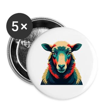 Schaf Cartoon Figur Buntes Haustier Tier - Buttons groß 56 mm (5er Pack) - Weiß - Vorne