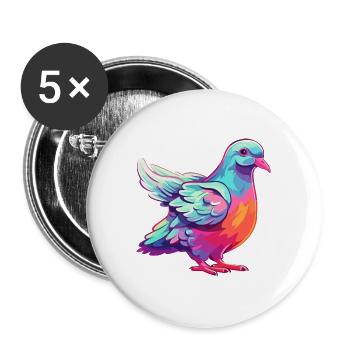 Taube buntes Aquarell Cartoon Kawaii Tier - Buttons groß 56 mm (5er Pack) - Weiß - Vorne
