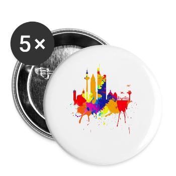 Frankfurt Skyline Colorful Colors Painting Art Love - Buttons large 2.2''/56 mm (5-pack) - white - Front
