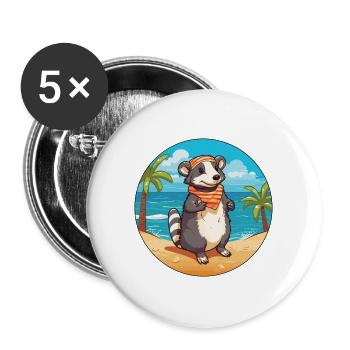Dachs Aquarell Karikatur Kawaii Clipart Tier - Buttons groß 56 mm (5er Pack) - Weiß - Vorne