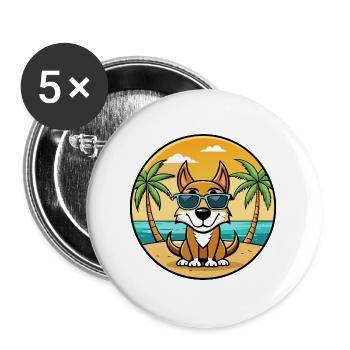 Latvian Hound Dog Breed Cartoon Sunglasses Beach - Buttons large 2.2''/56 mm (5-pack) - white - Front