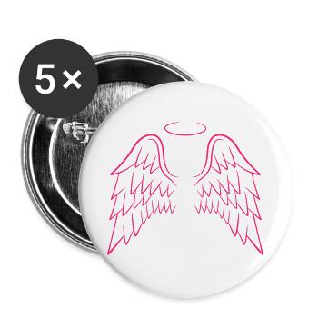 Engelsflügel in rosa - Buttons groß 56 mm (5er Pack) - Weiß - Vorne