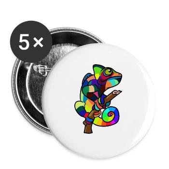 Gekko Echse Zoo Kinder bunt - Buttons groß 56 mm (5er Pack) - Weiß - Vorne