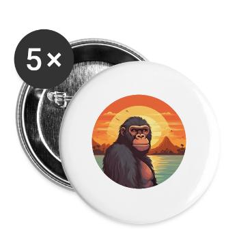 Affe buntes Aquarell Cartoon Kawaii Tier - Buttons groß 56 mm (5er Pack) - Weiß - Vorne
