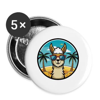 Lama Lustige Cartoon Sommer Strand Sonnenbrille Cool - Buttons groß 56 mm (5er Pack) - Weiß - Vorne