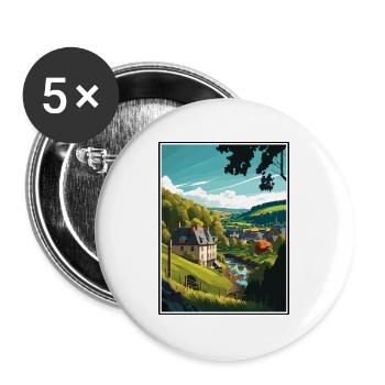 Ardennen Frankreich Vintage Reiseposter WPA Souvenir - Buttons groß 56 mm (5er Pack) - Weiß - Vorne